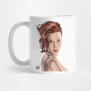 Scarlett Johansson sketch style with color Mug